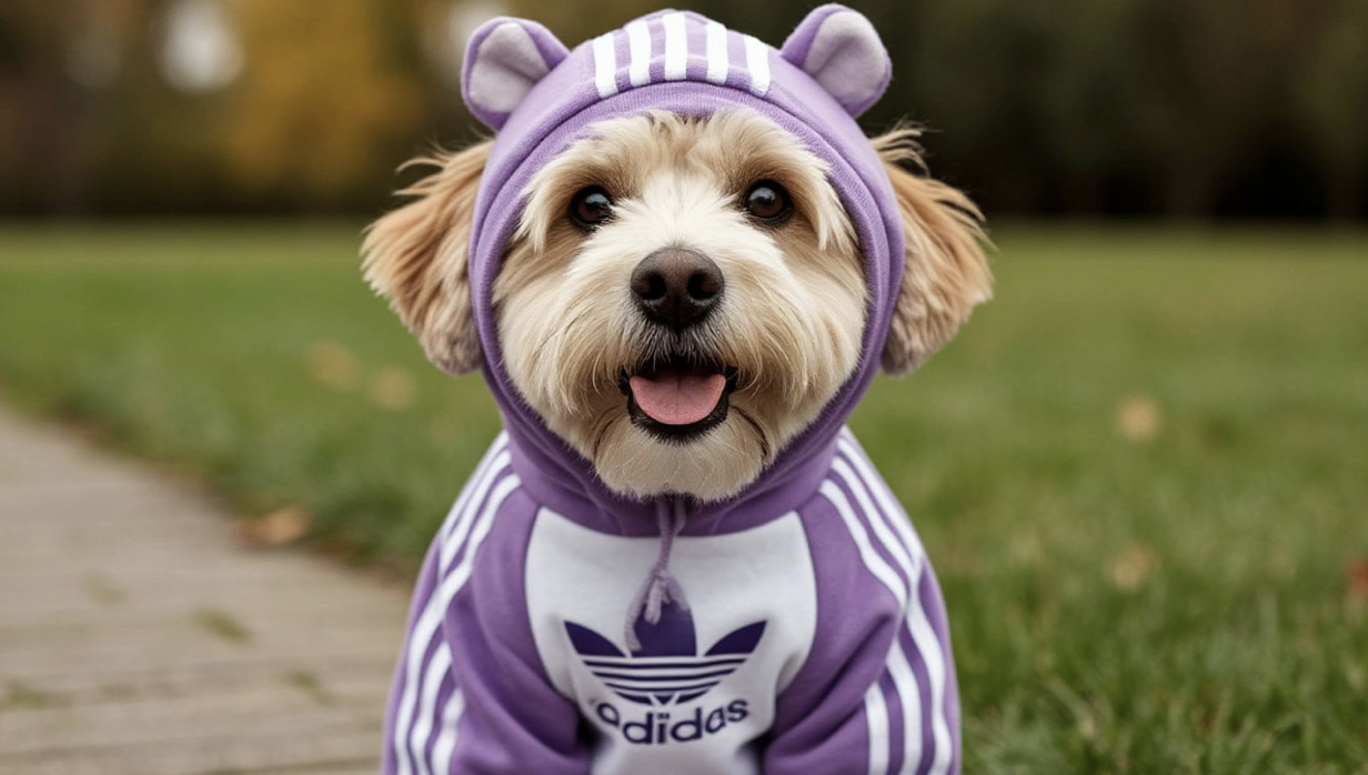 Щенок в костюме Adidas
